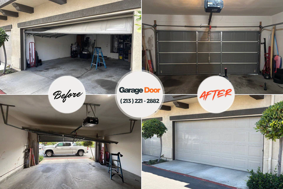 Before and after: garage door repair Wayne, WV